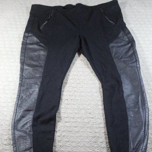 Bisou Bisou Size L Black Stretch with Faux Leather Pants